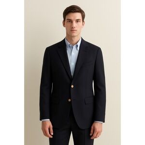 42T CHAPS Ralph Lauren Navy Blue Wool Blazer Jacket Gold Buttons